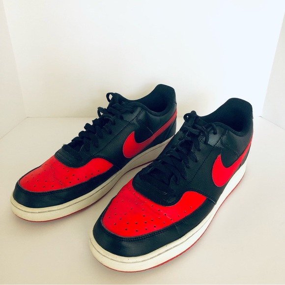 Nike - Court Vision Low Men's Black and Red Sustainable Sneakers - Size 12 - Picture 2 of 15